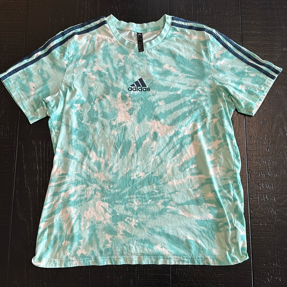 Adidas Tie-Dye Teal & Pink Abstract Graphic T-Shirt/Tee Mens Sz Large *RARE*